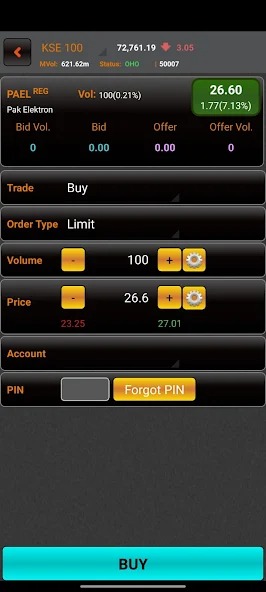 Place buy and sell orders with limit price on the OS Capital app